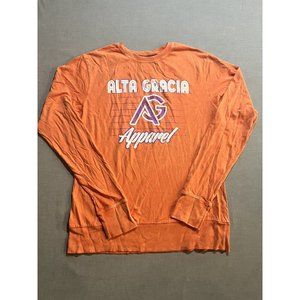 Alta Garcia Apparel Shirt‎ Womens Medium Orange Long Sleeve Round Neck Ladies.